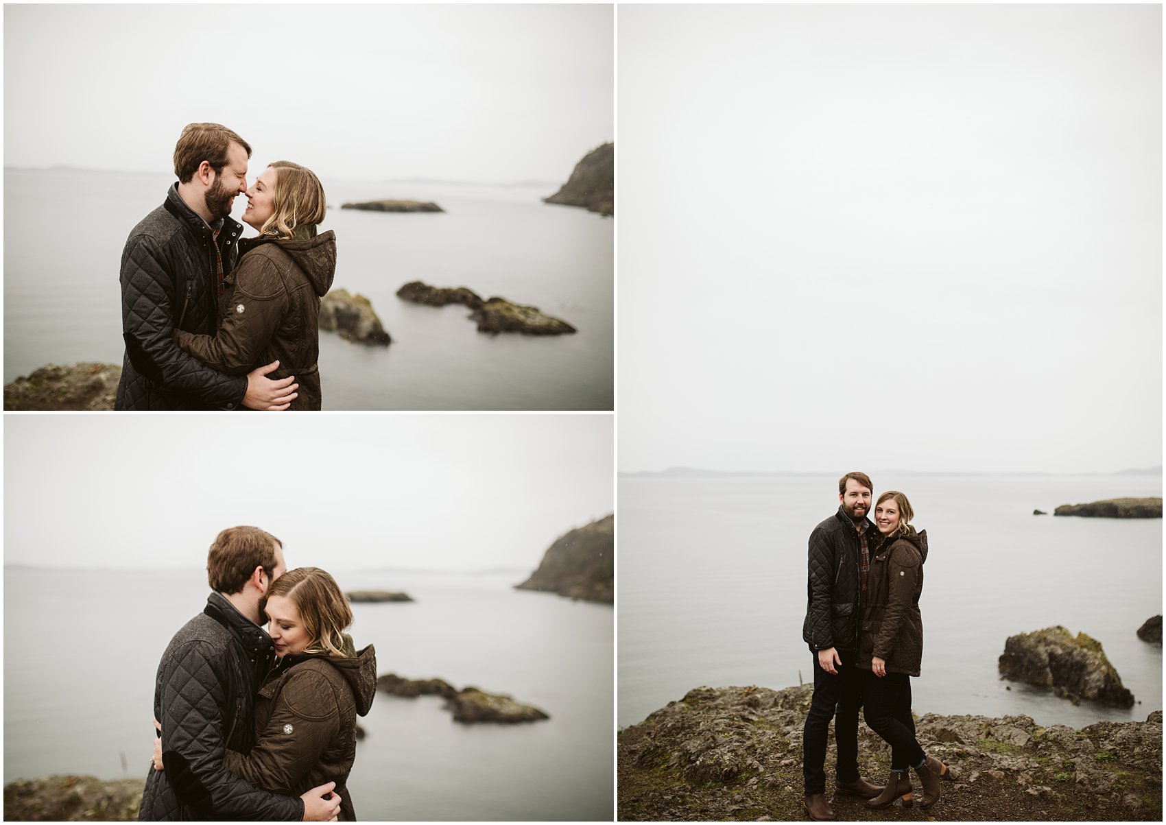 Hug and kiss on cliff