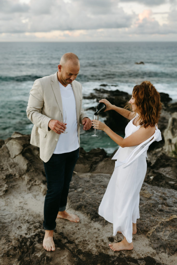 Newly engaged couple in Maui